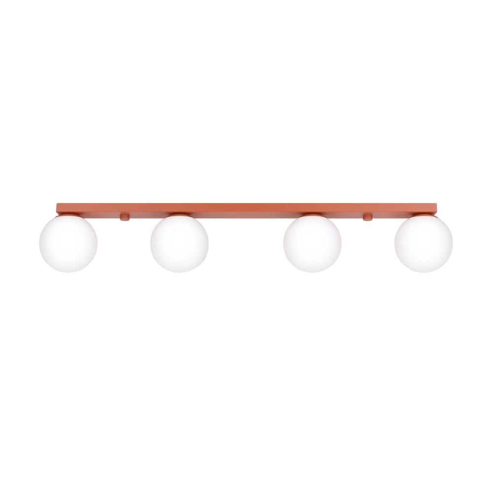 Plafonnier acier/verre ocre rouge h 14.5 cm