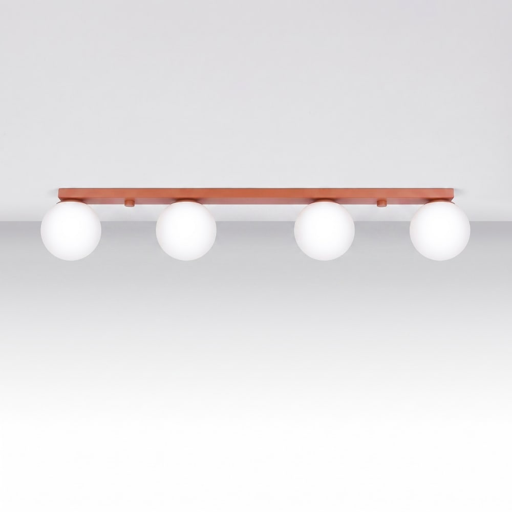 Plafonnier acier/verre ocre rouge h 14.5 cm — vue 3