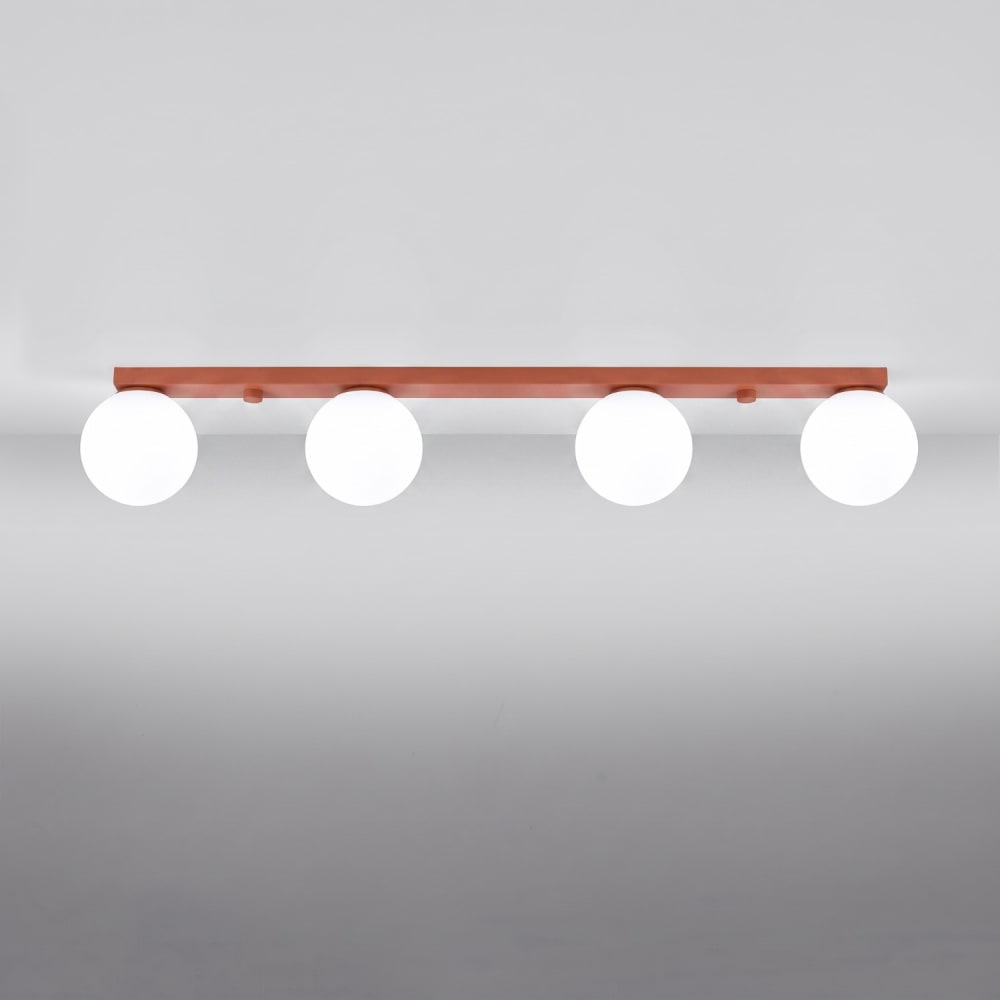 Plafonnier acier/verre ocre rouge h 14.5 cm — vue 4
