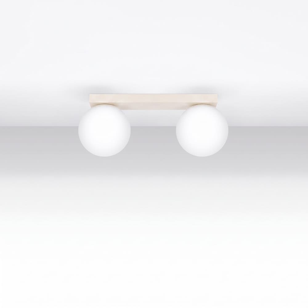 Plafonnier acier/verre beige h 14.5 cm — vue 3