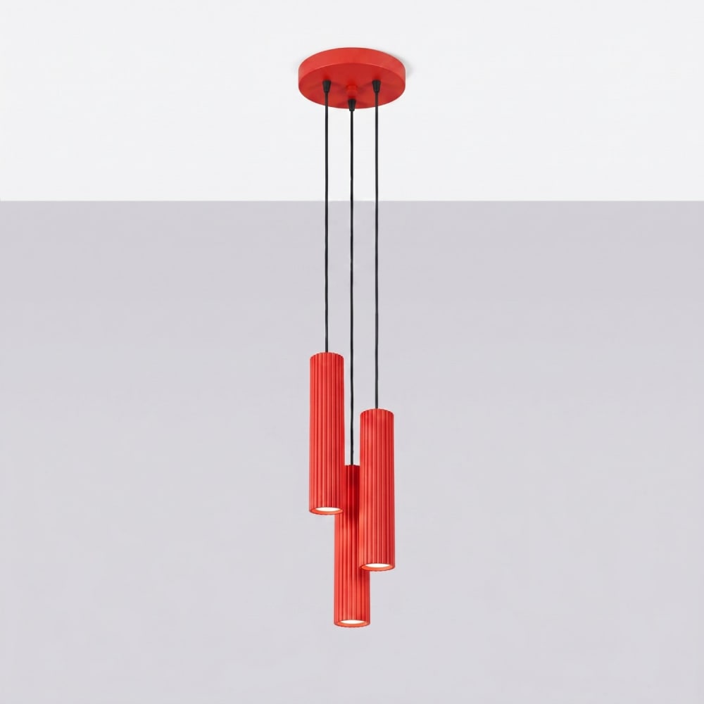 Suspension aluminium rouge h 108 cm — vue 3