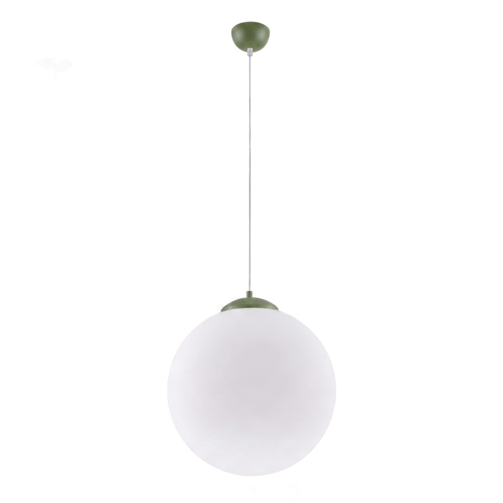 Suspension acier/verre vert olive h 130 cm