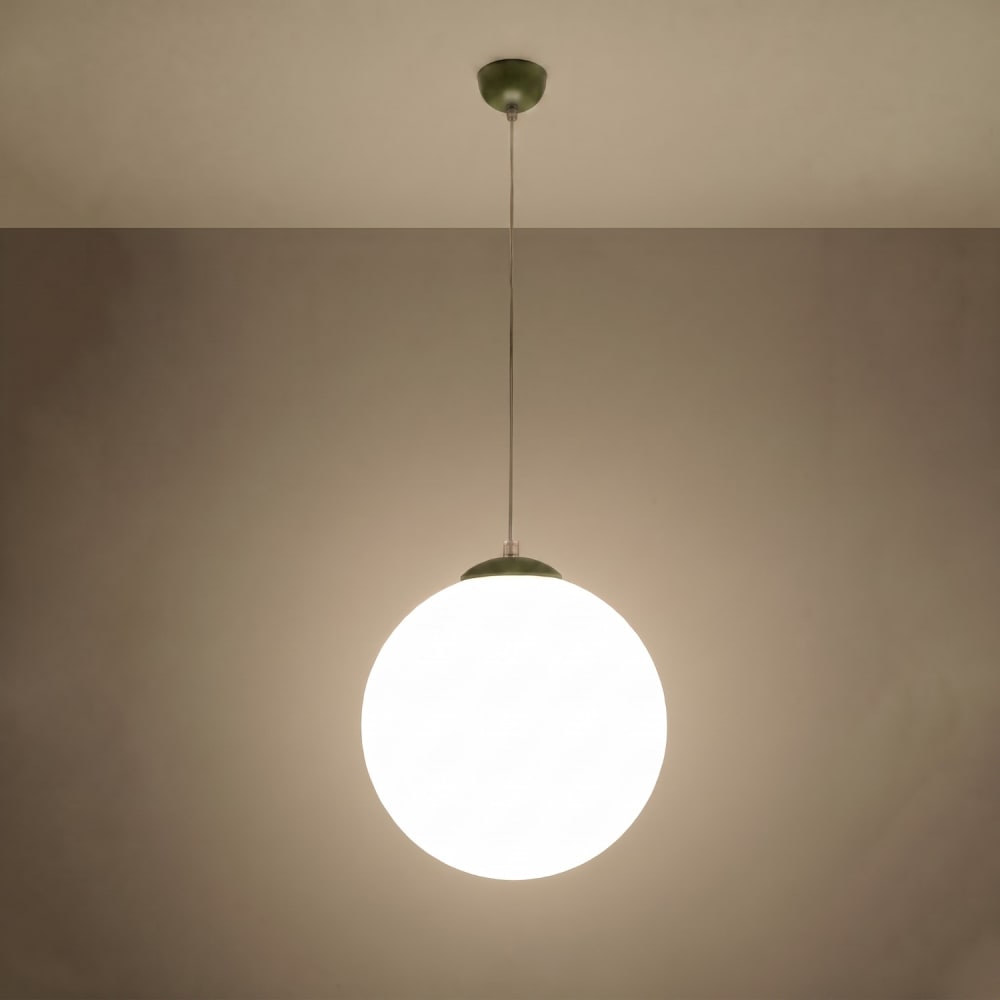 Suspension acier/verre vert olive h 130 cm — vue 4