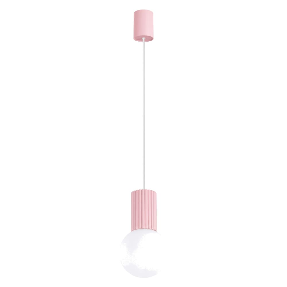 Suspension aluminium/verre rose h 120 cm