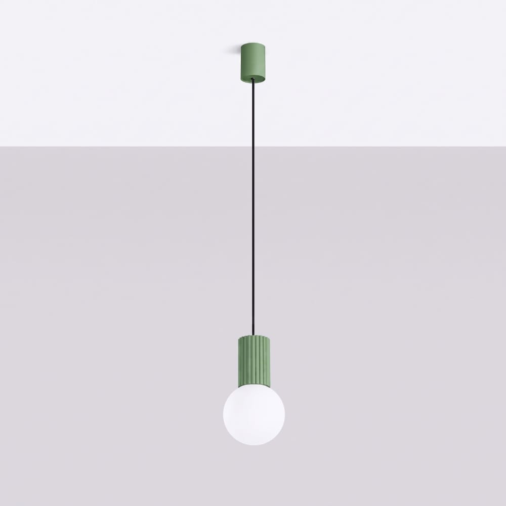 Suspension aluminium/verre sauge h 120 cm — vue 3