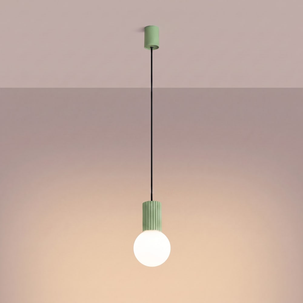 Suspension aluminium/verre sauge h 120 cm — vue 4