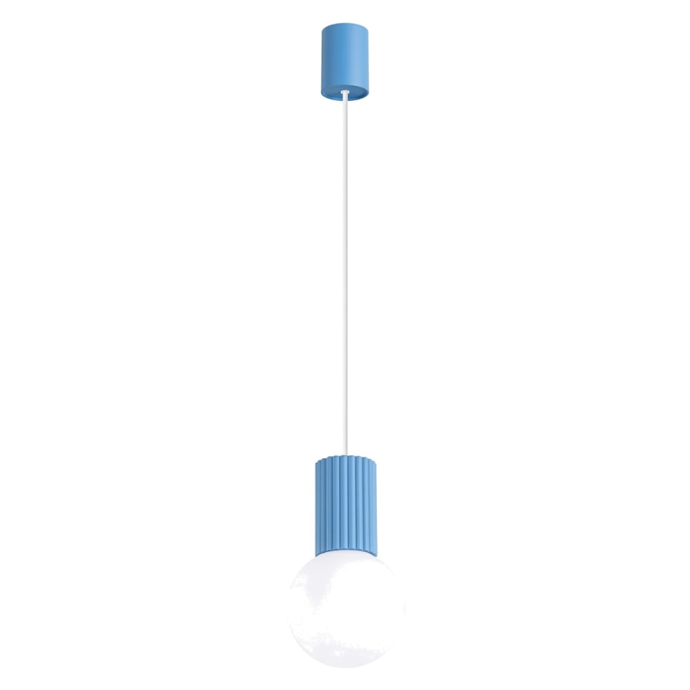Suspension aluminium/verre bleu ciel h 120 cm