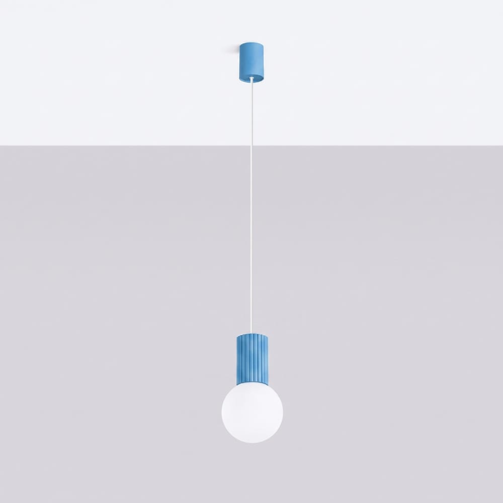 Suspension aluminium/verre bleu ciel h 120 cm — vue 3
