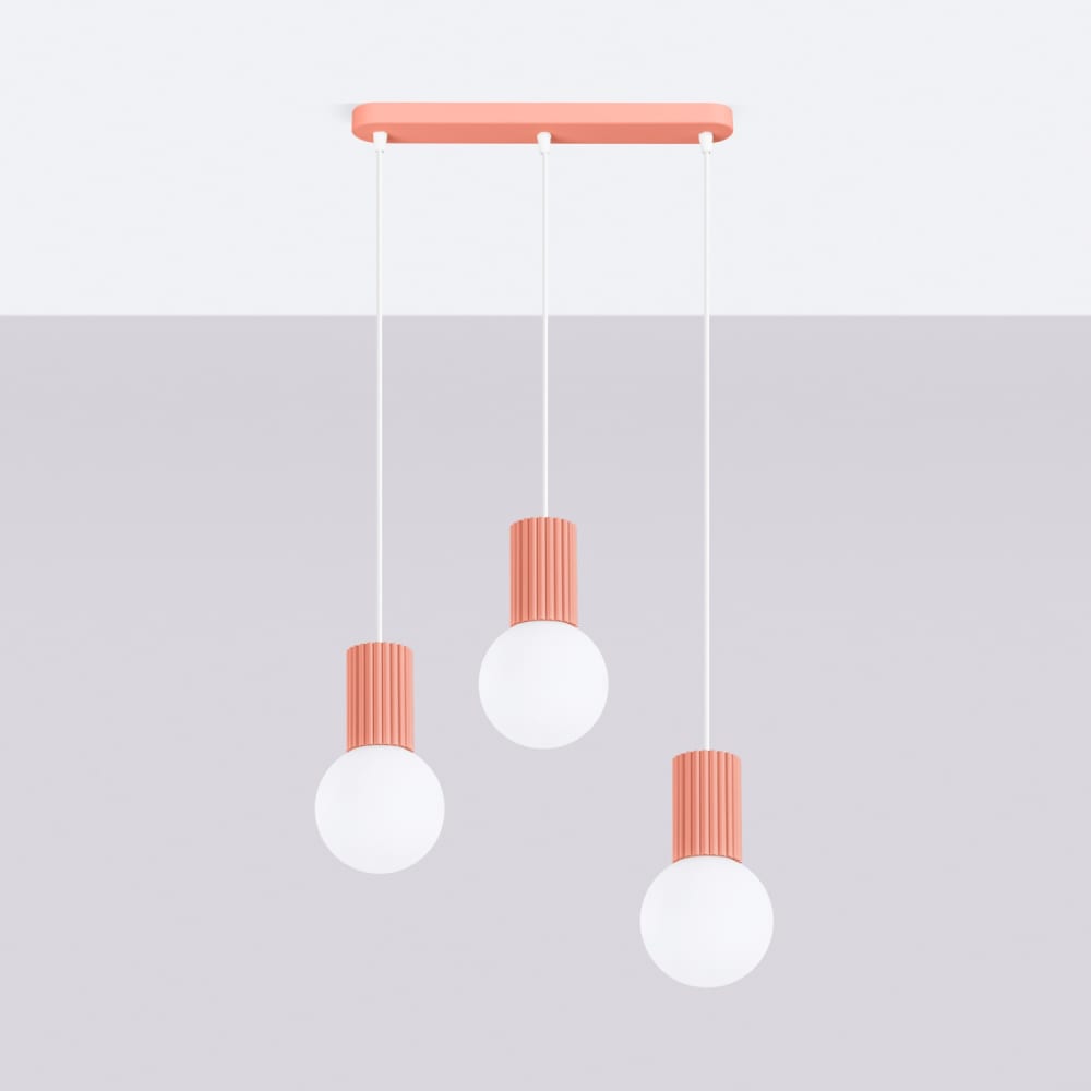 Suspension aluminium/verre pêche h 120 cm — vue 3