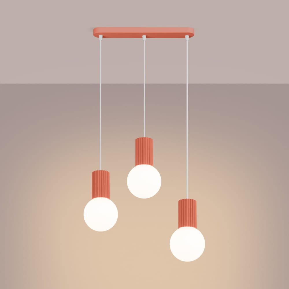 Suspension aluminium/verre pêche h 120 cm — vue 4