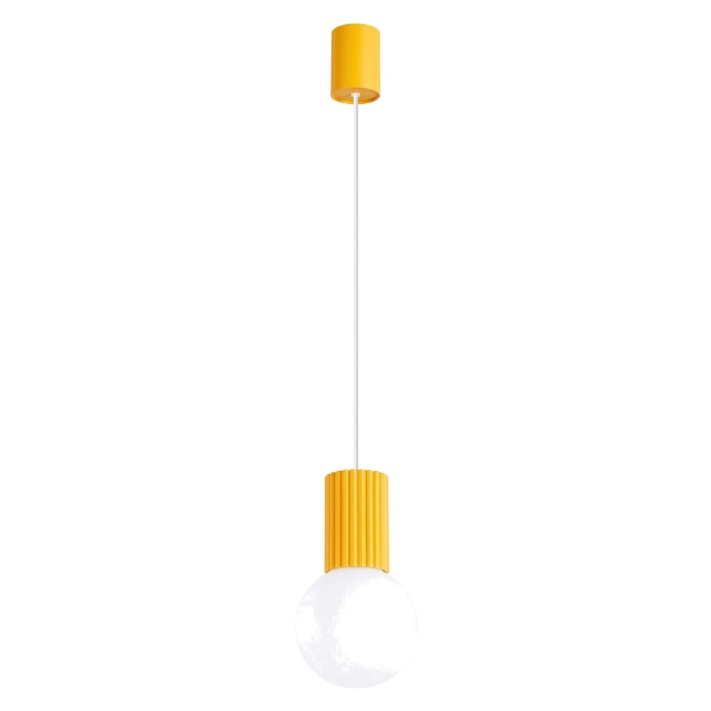 Suspension aluminium/verre jaune h 120 cm