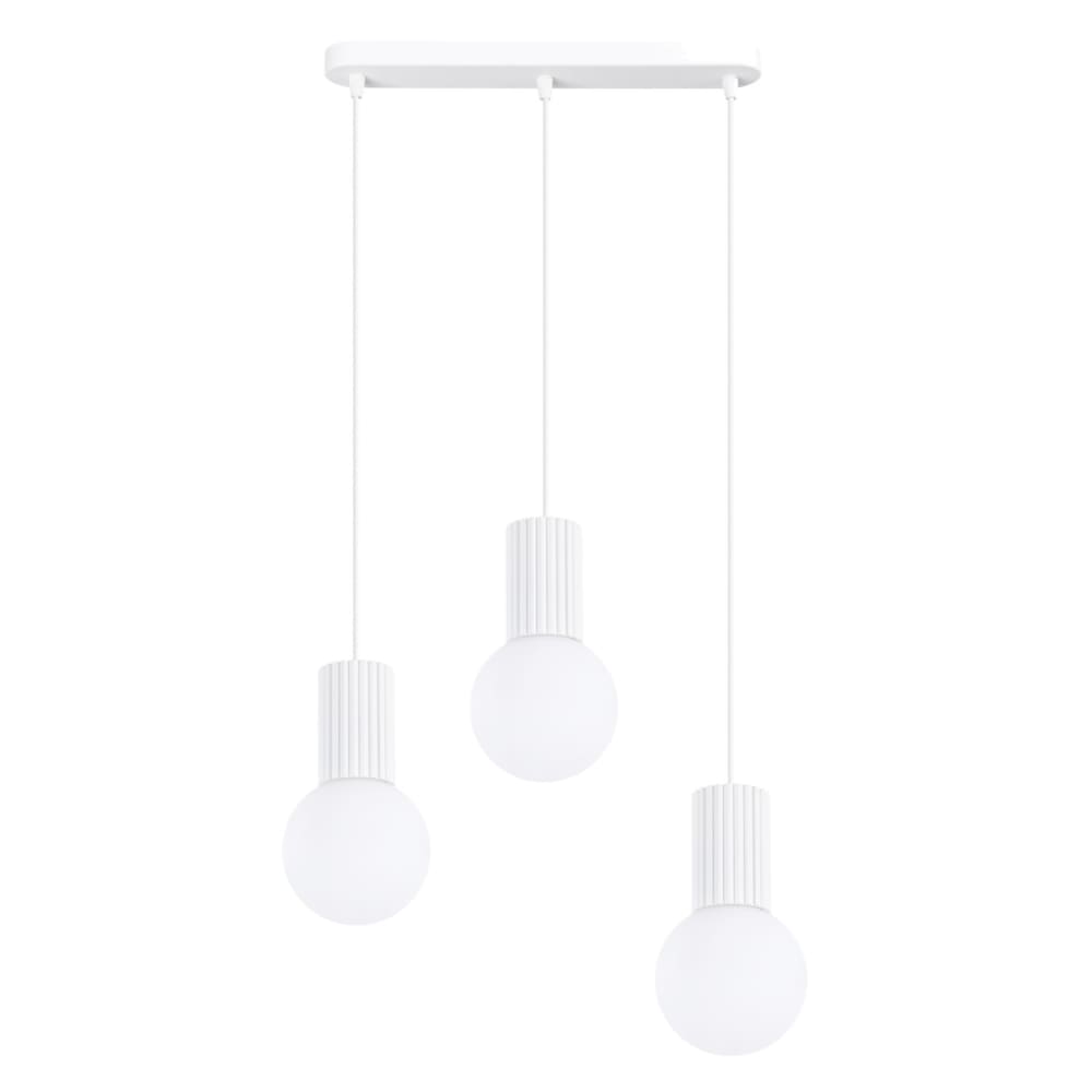 Suspension aluminium/verre blanc h 120 cm