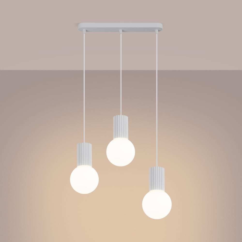 Suspension aluminium/verre blanc h 120 cm — vue 4