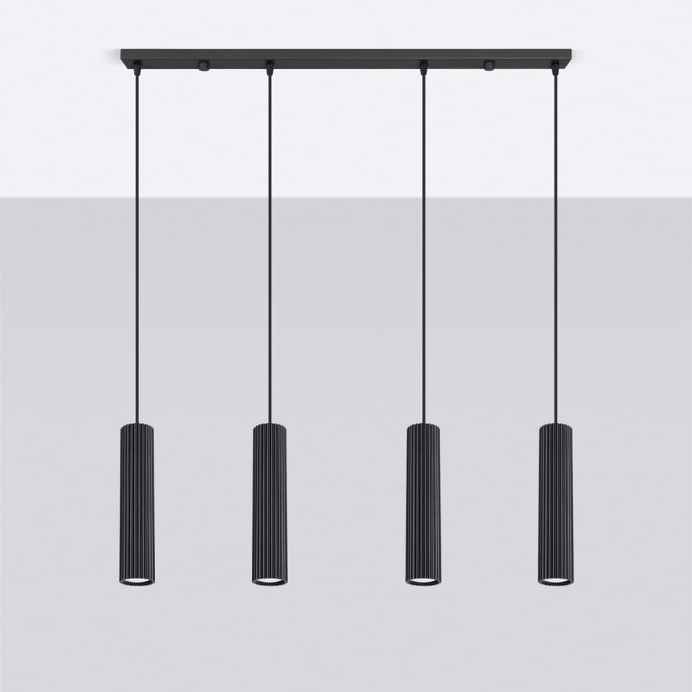 Suspension aluminium noir h 120 cm — vue 3