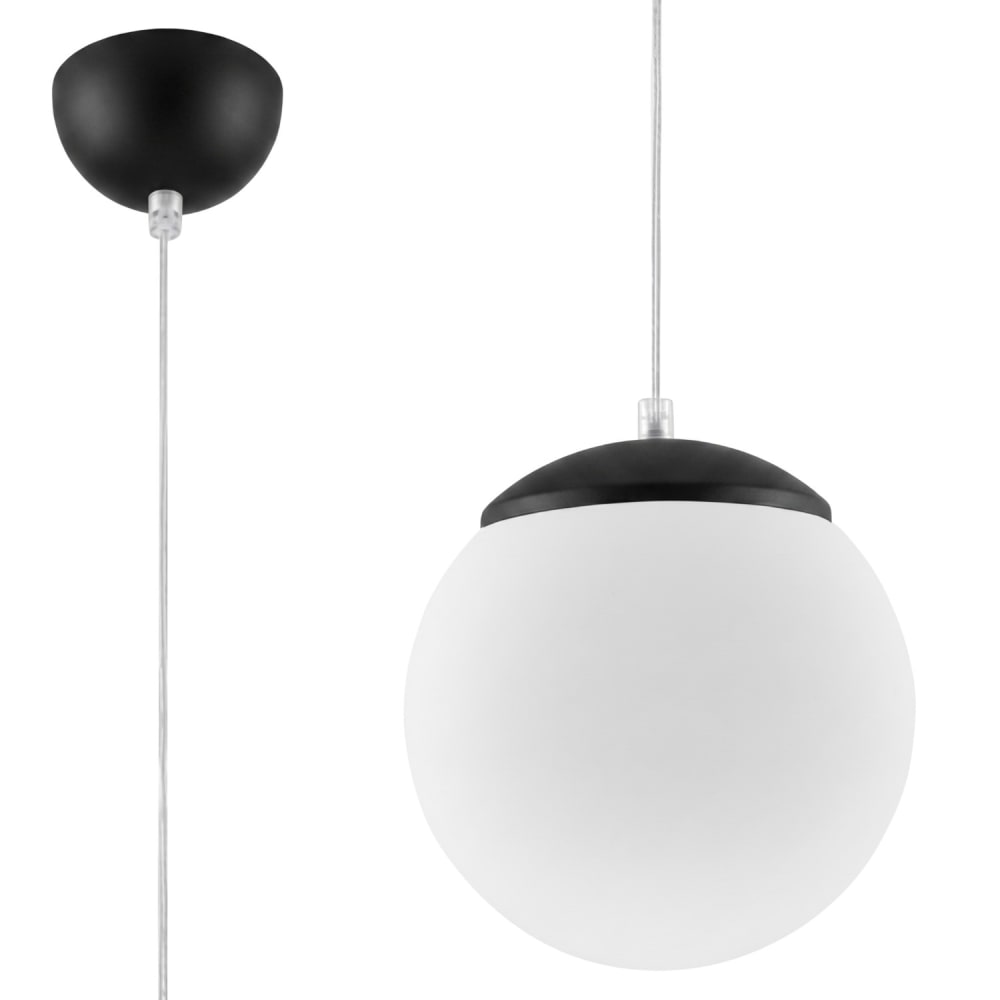 Suspension acier/verre noir h 110 cm