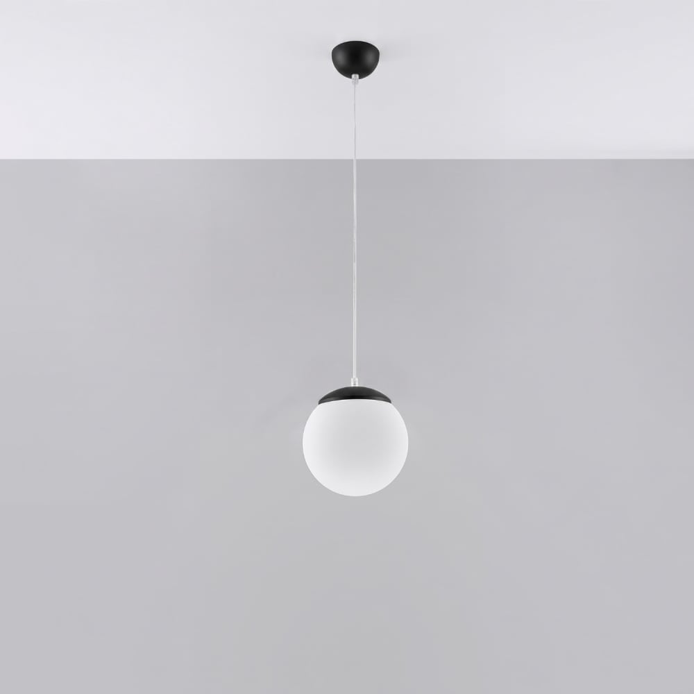 Suspension acier/verre noir h 110 cm — vue 4