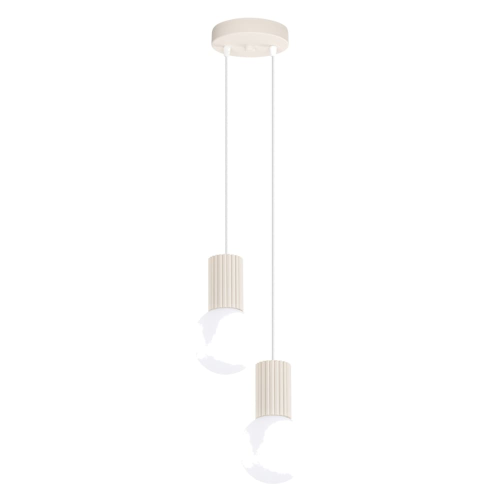 Suspension aluminium/verre beige h 120 cm