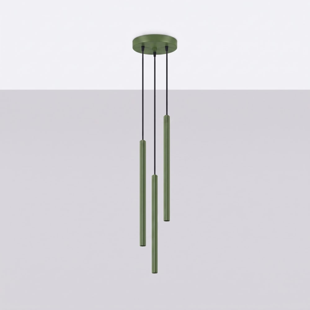Suspension acier vert olive h 120 cm — vue 3
