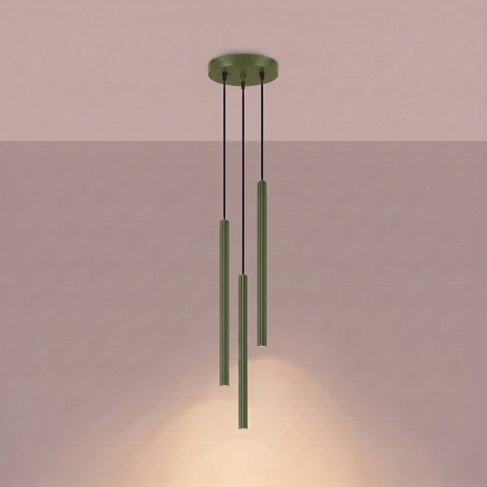 Suspension acier vert olive h 120 cm — vue 4