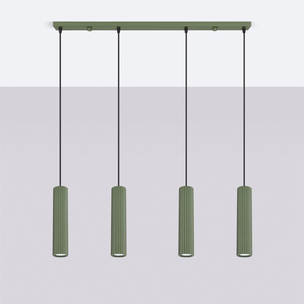 Suspension aluminium vert olive h 120 cm — vue 3