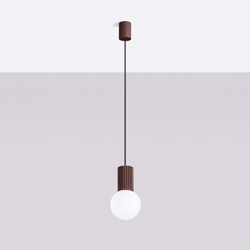 Suspension aluminium/verre brun h 120 cm — vue 3