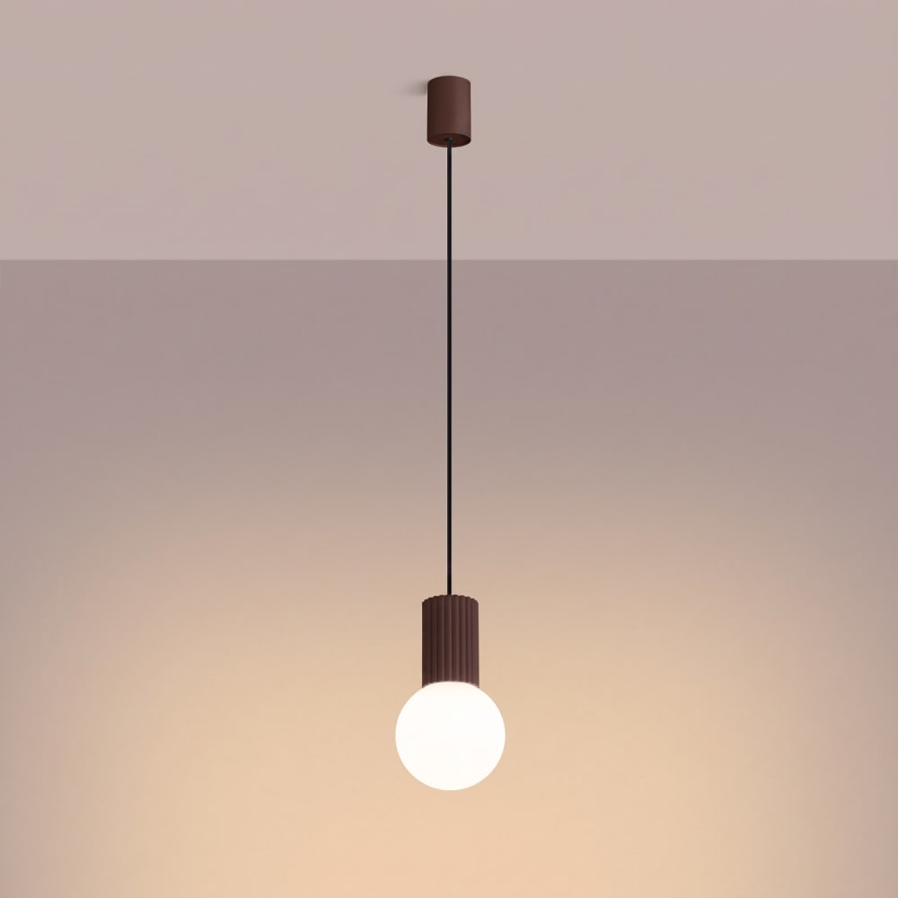 Suspension aluminium/verre brun h 120 cm — vue 4
