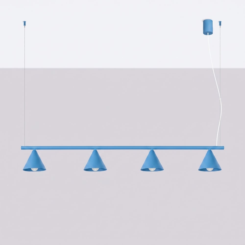 Lustre acier bleu ciel h 215 cm — vue 3