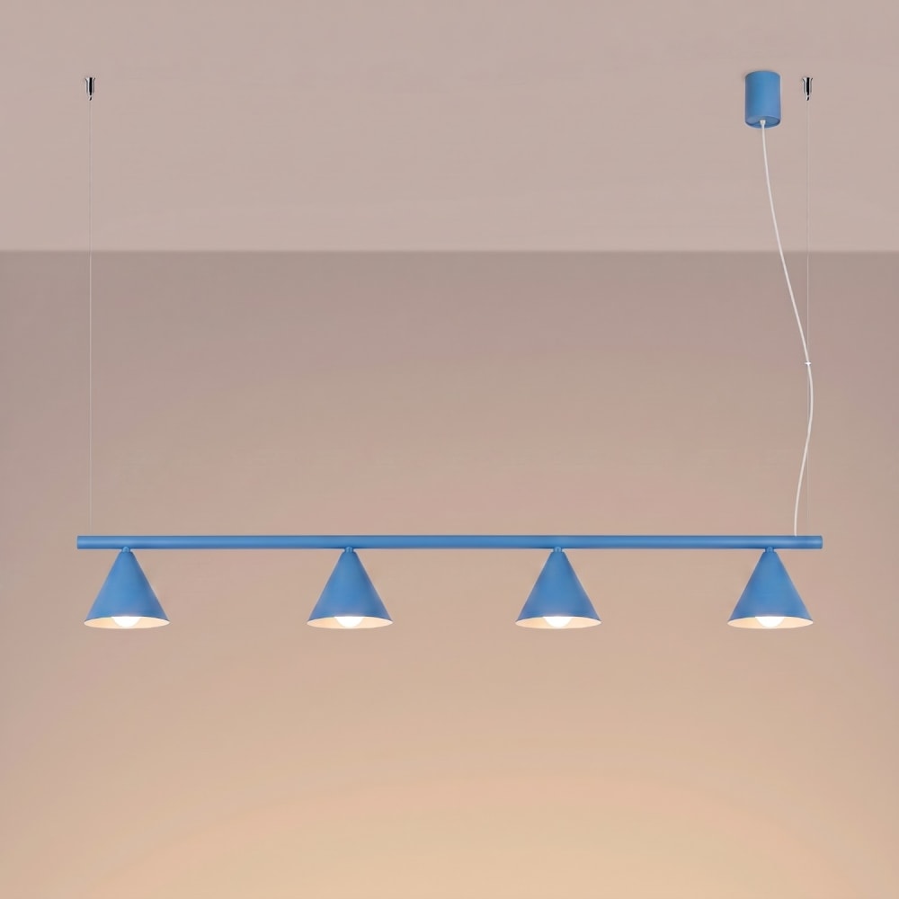 Lustre acier bleu ciel h 215 cm — vue 4