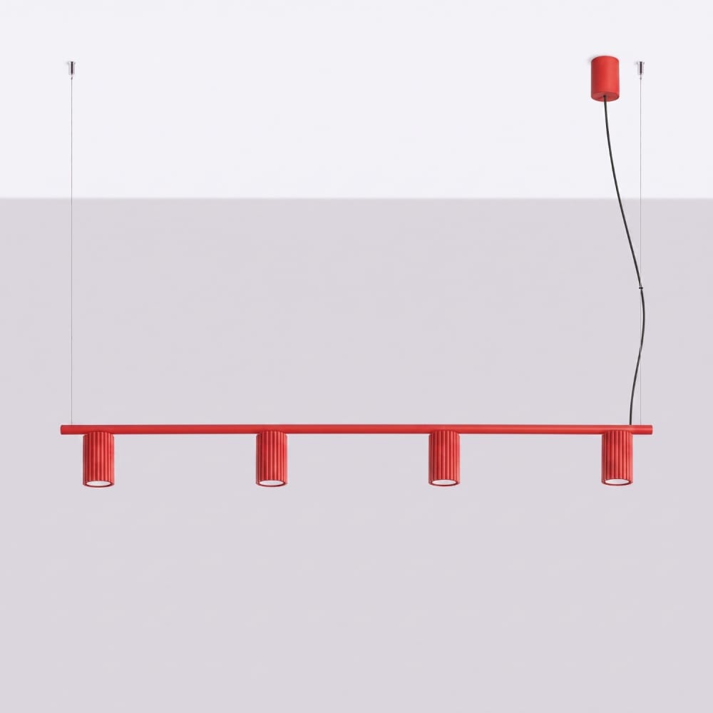 Lustre aluminium rouge h 212 cm
