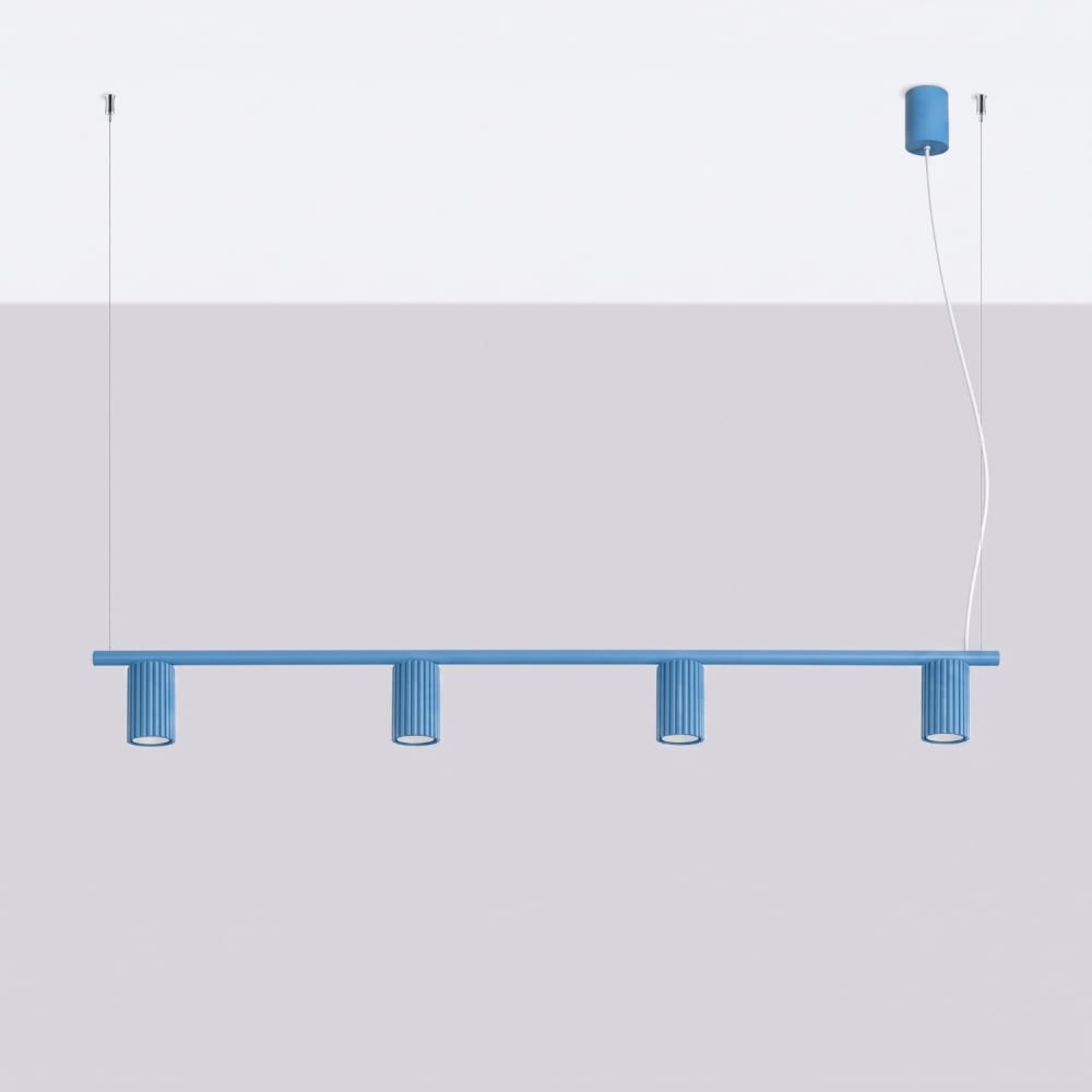 Lustre aluminium bleu ciel h 212 cm — vue 3