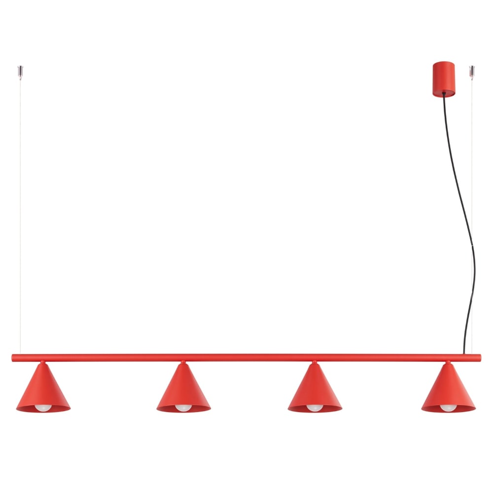 Lustre acier rouge h 215 cm Lustre acier rouge h 215 cm