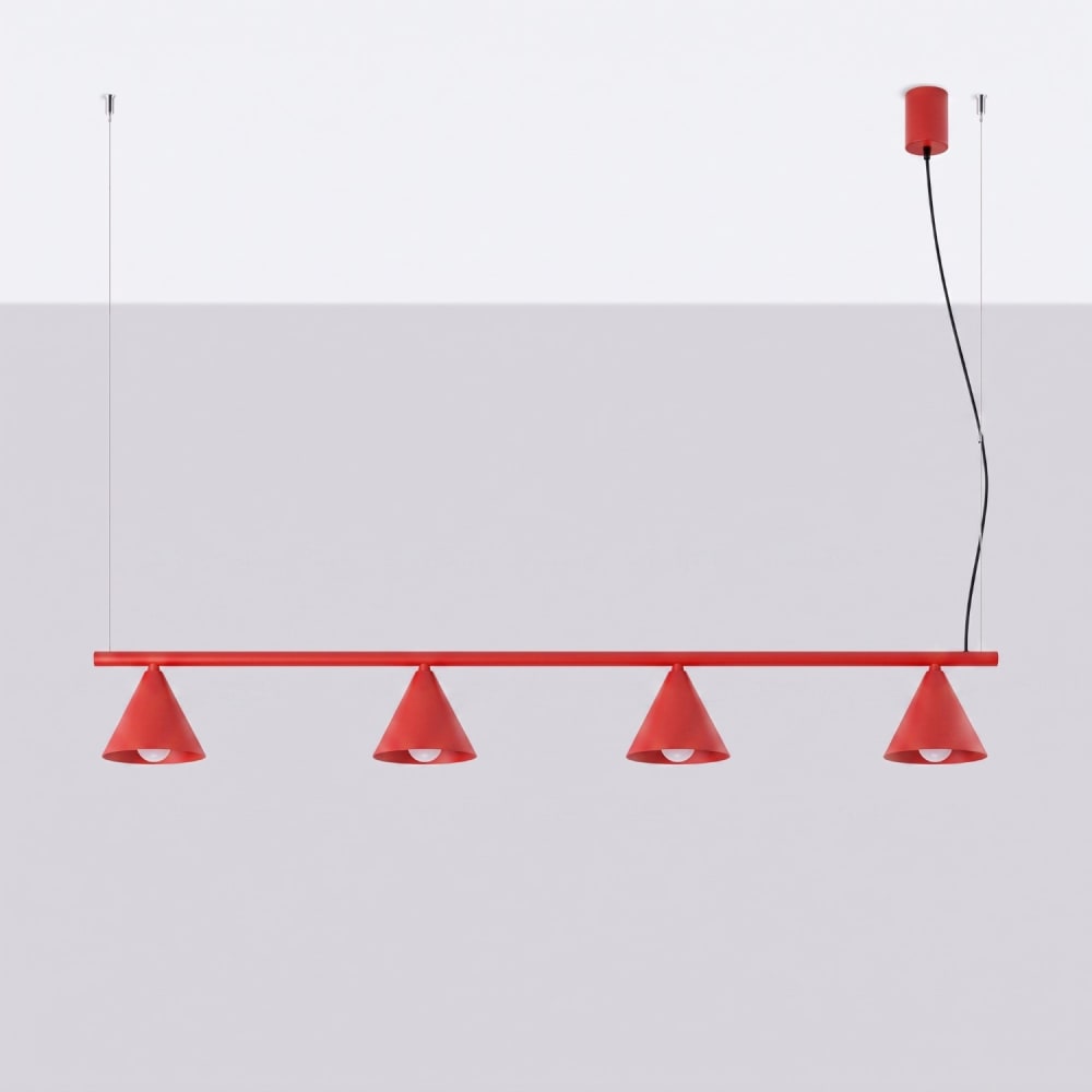 Lustre acier rouge h 215 cm — vue 3
