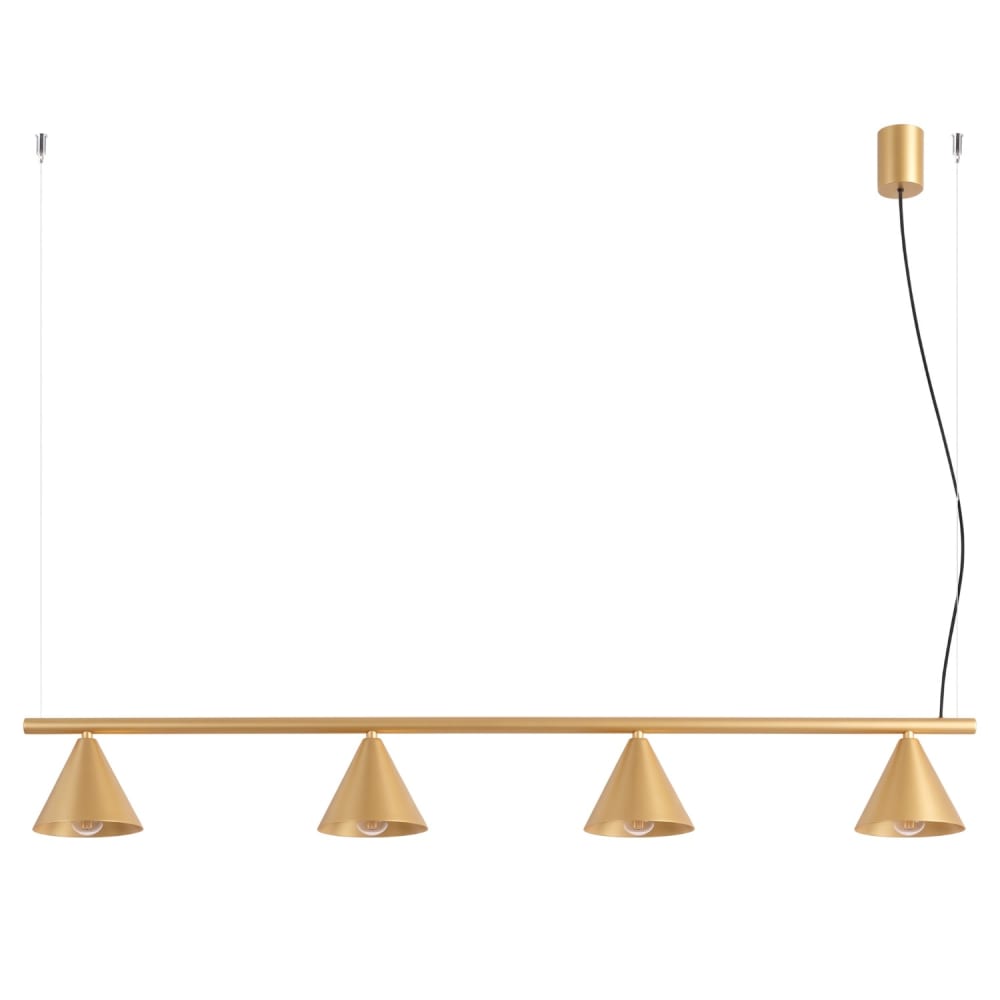 Lustre acier doré h 215 cm