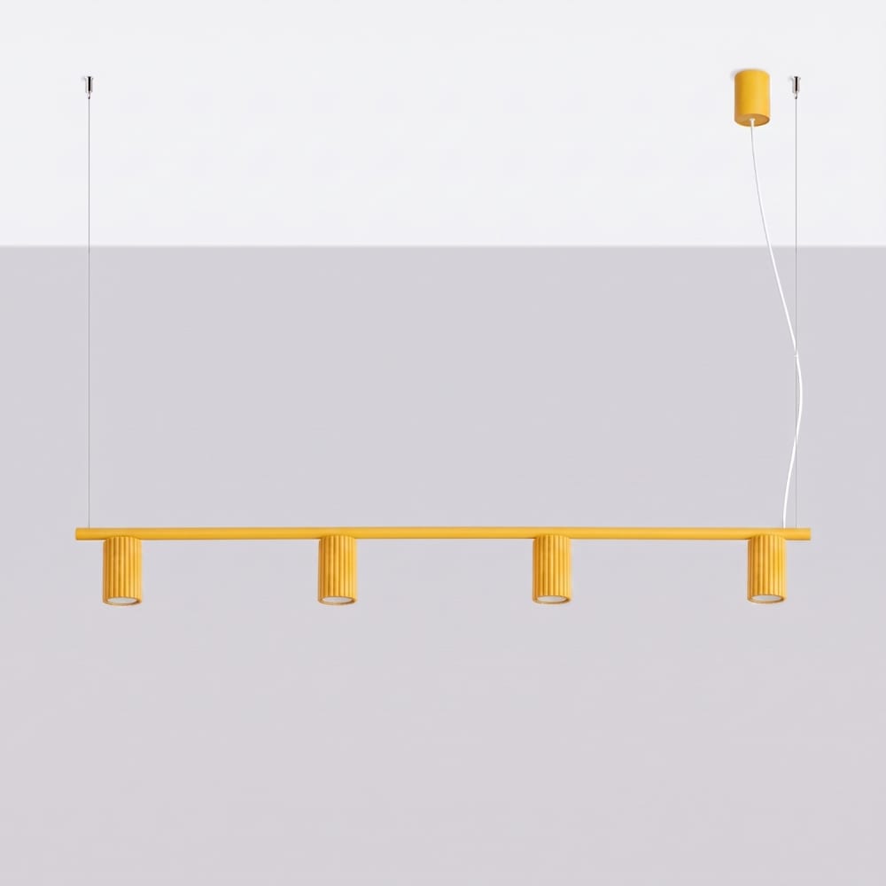 Lustre aluminium jaune h 212 cm — vue 3