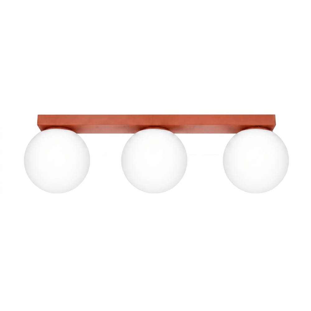 Plafonnier acier/verre ocre rouge h 14.5 cm