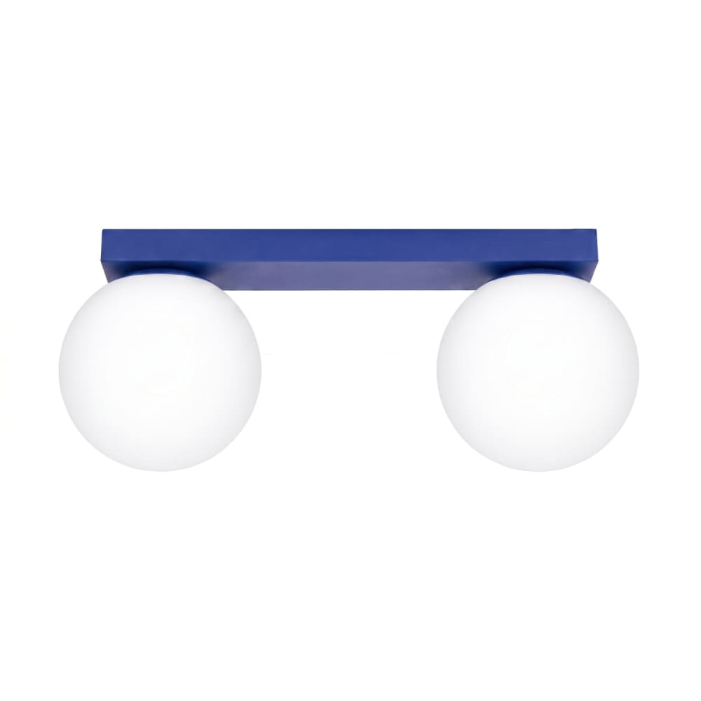 Plafonnier acier/verre outremer h 14.5 cm