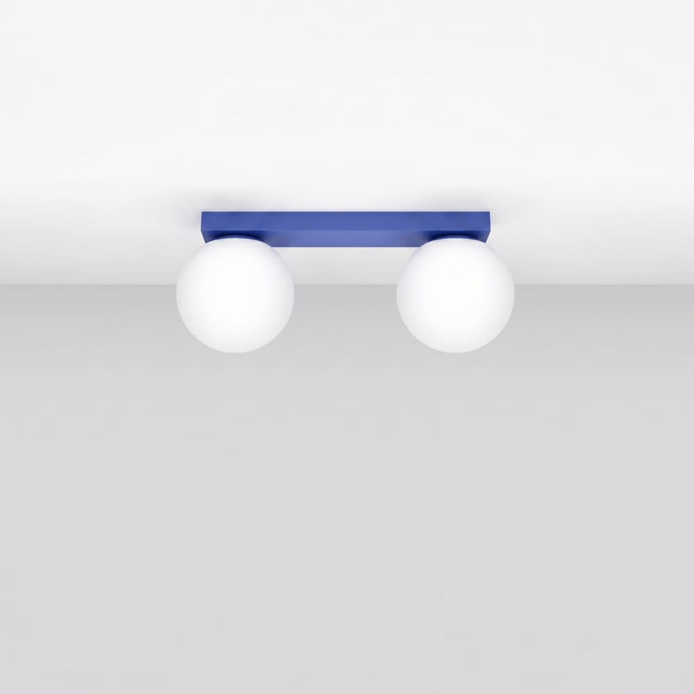 Plafonnier acier/verre outremer h 14.5 cm — vue 3