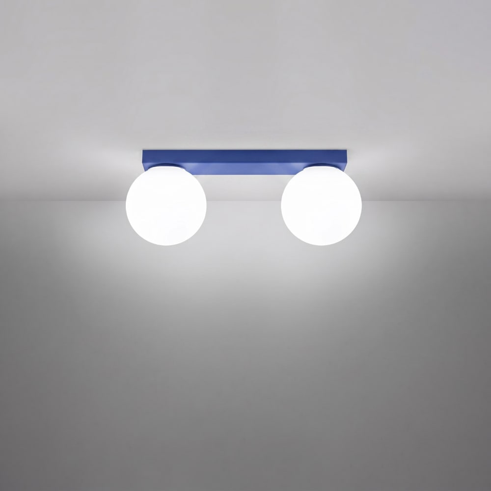 Plafonnier acier/verre outremer h 14.5 cm — vue 4