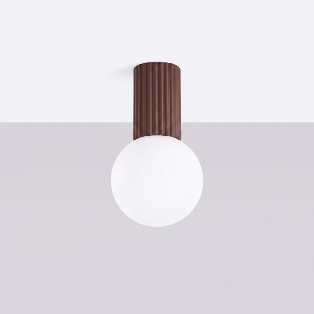 Plafonnier aluminium/verre brun h 21 cm — vue 3
