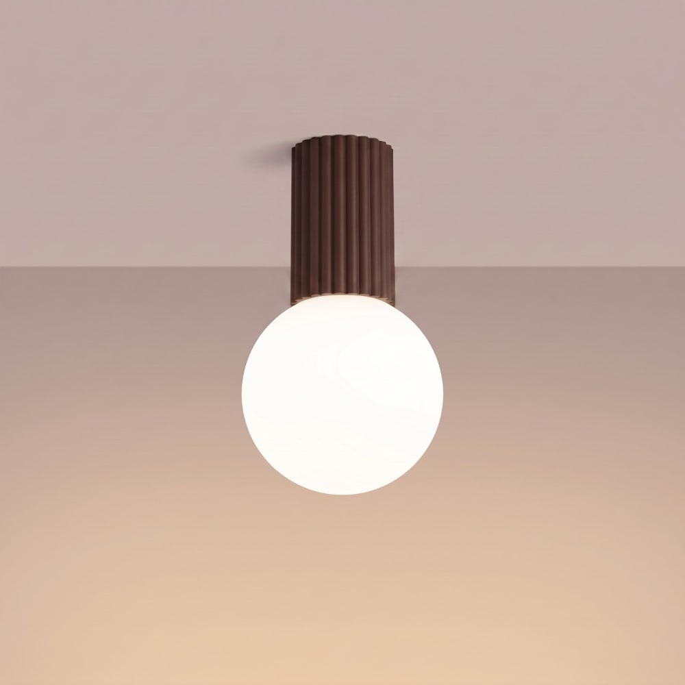 Plafonnier aluminium/verre brun h 21 cm — vue 4