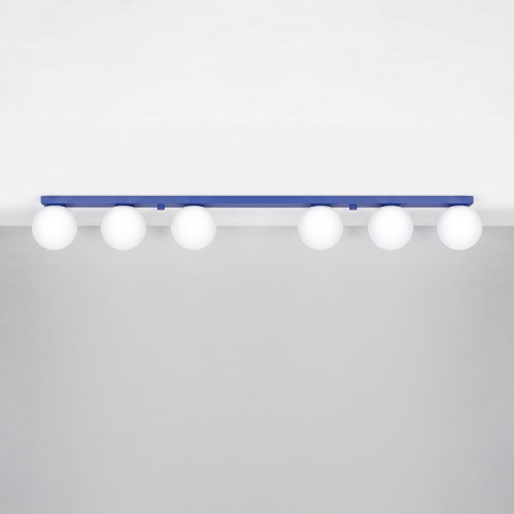 Plafonnier acier/verre outremer h 14.5 cm — vue 3