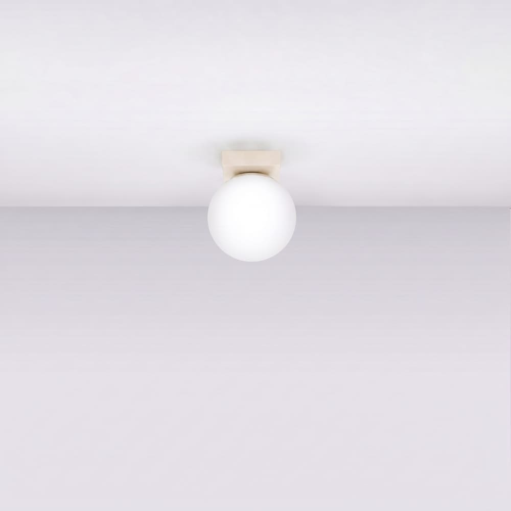 Plafonnier acier/verre beige h 14.5 cm — vue 3