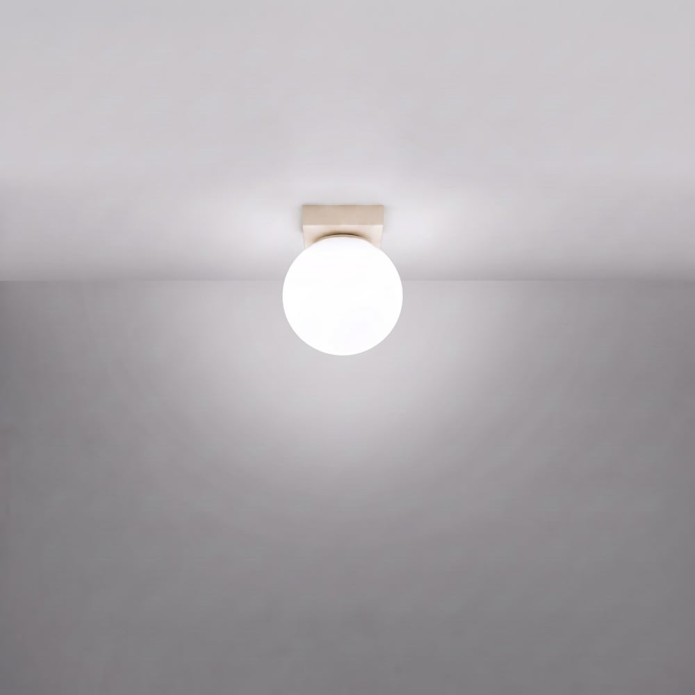 Plafonnier acier/verre beige h 14.5 cm — vue 4