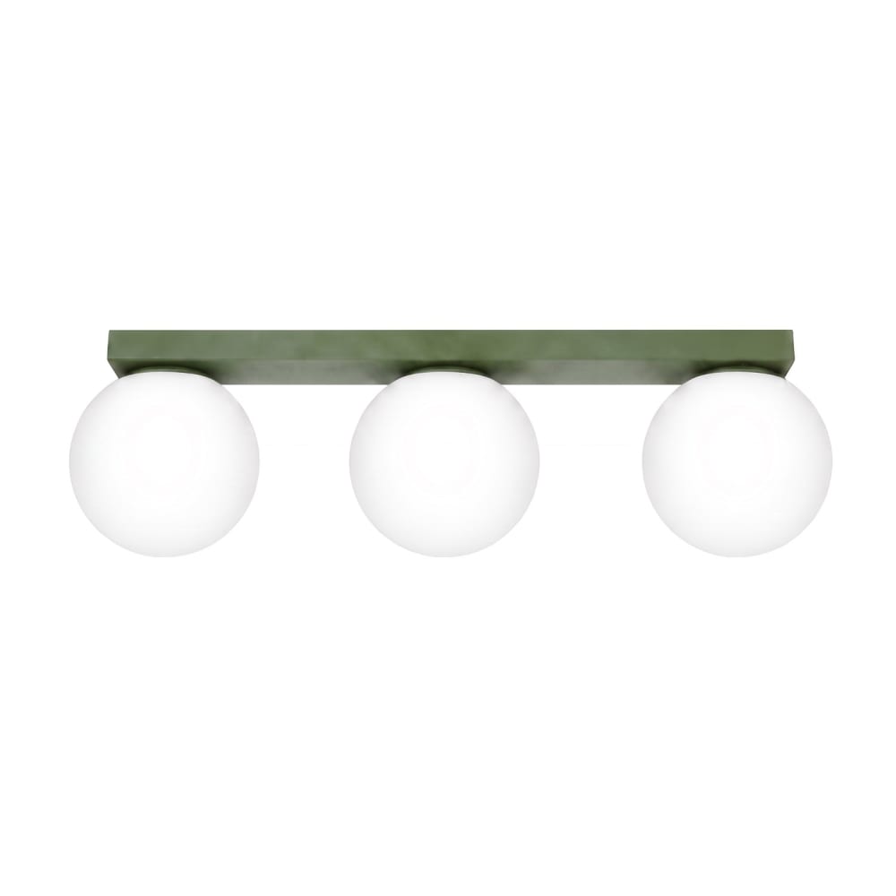 Plafonnier acier/verre vert olive h 14.5 cm