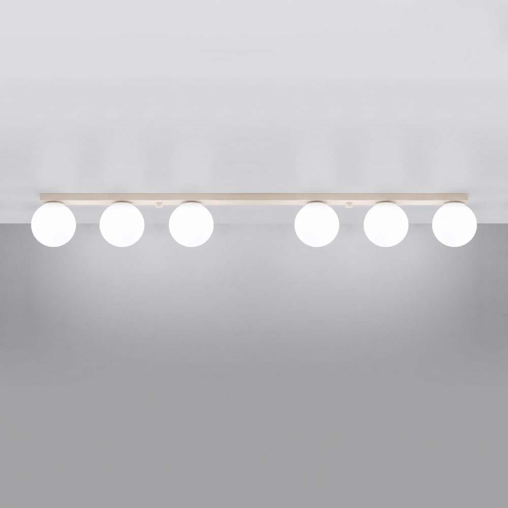 Plafonnier acier/verre beige h 14.5 cm — vue 4