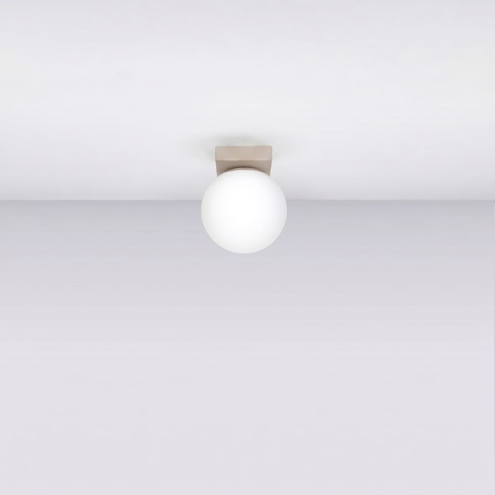 Plafonnier acier/verre taupe h 14.5 cm — vue 3