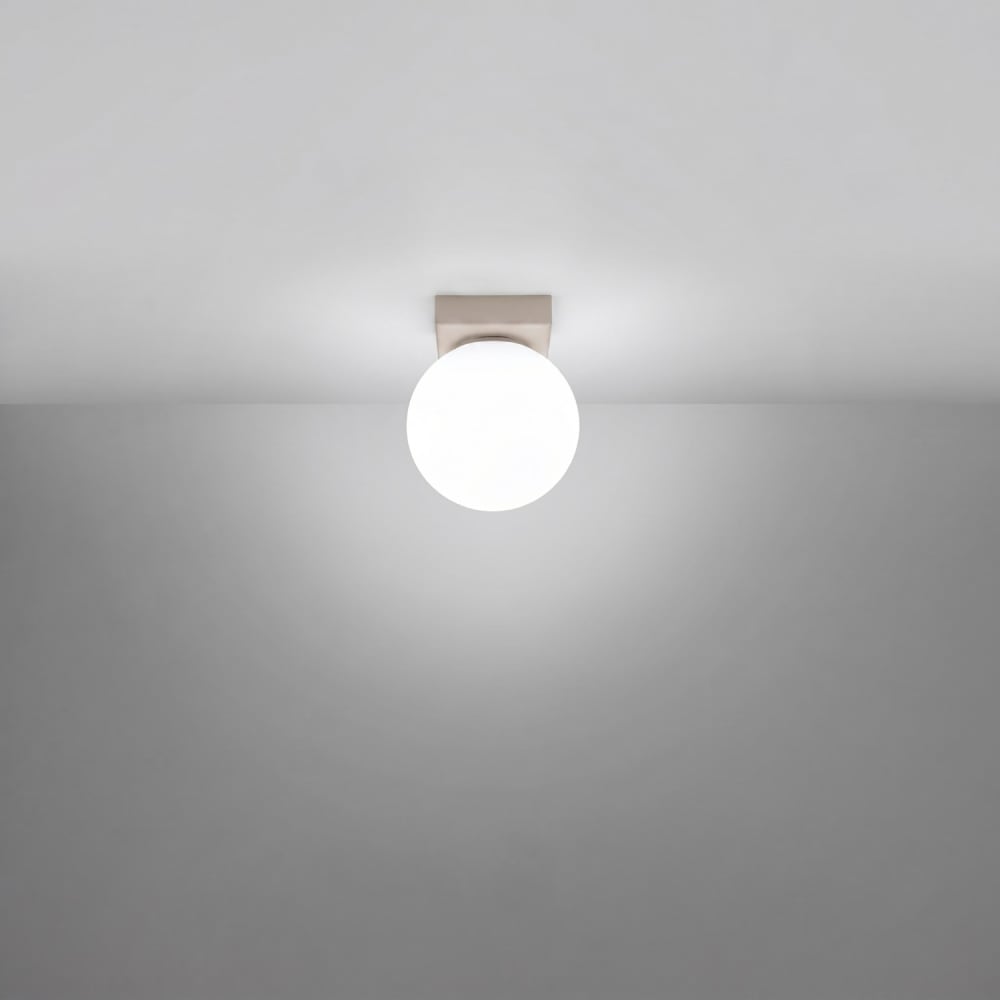 Plafonnier acier/verre taupe h 14.5 cm — vue 4