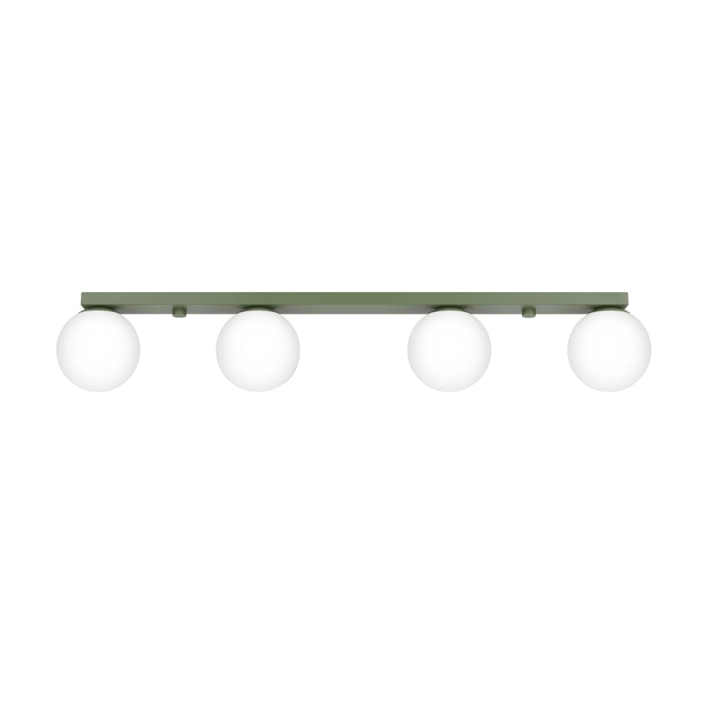 Plafonnier acier/verre vert olive h 14.5 cm