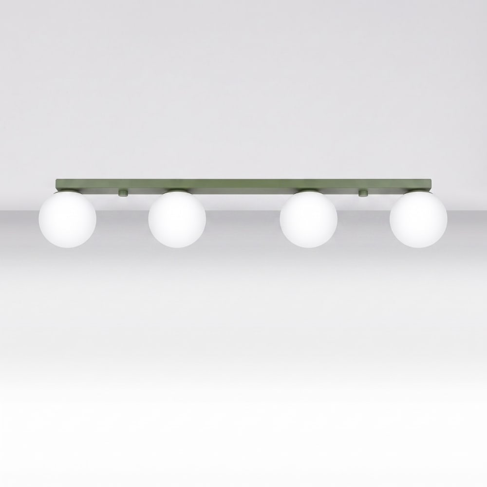 Plafonnier acier/verre vert olive h 14.5 cm — vue 3