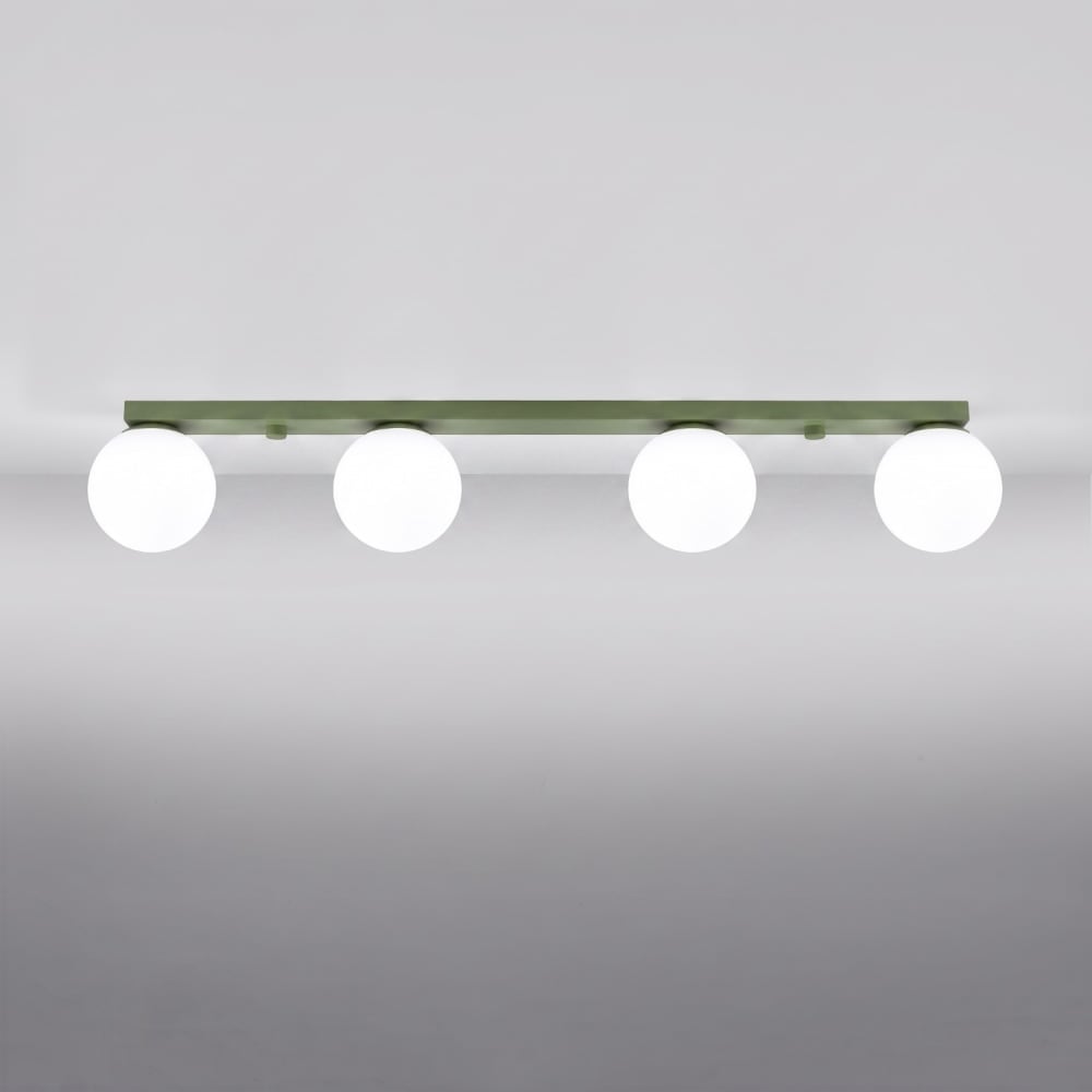Plafonnier acier/verre vert olive h 14.5 cm — vue 4